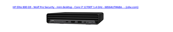 HP-  68S64UT#ABA ELITE 800 G9DESKTOP COMPUTER, INTEL CORE I7, 12700T 16GB MEMORY, 512GB SSD